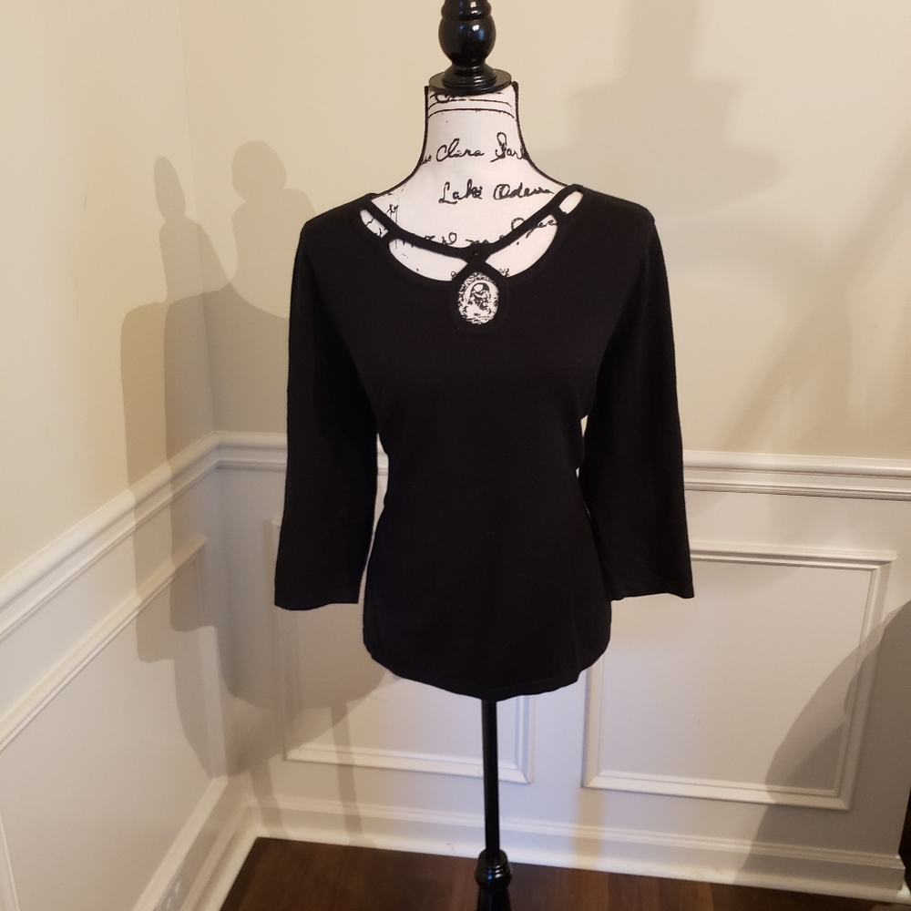 Black Sweater with Neckline Detail